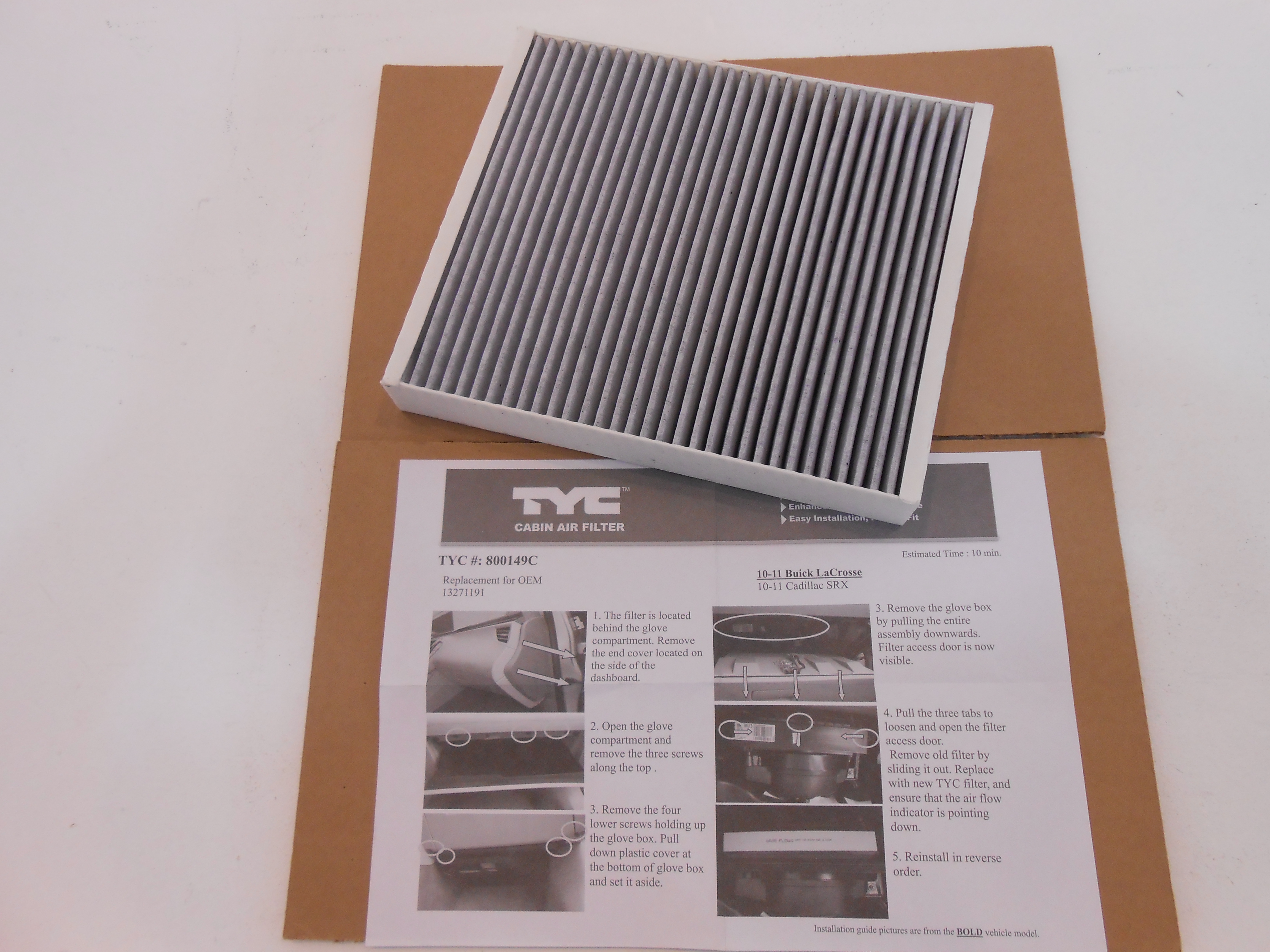 Cabin Air Filter Fits 10 16 Chevrolet Cruze Trax 800149C 13271191 TYC
